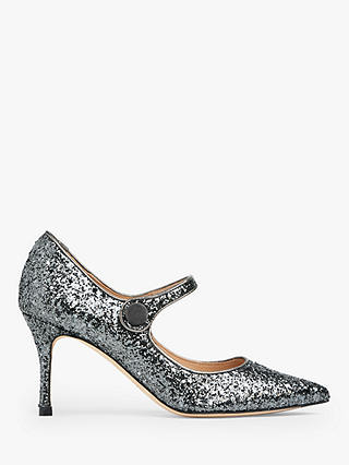 L.K.Bennett Monica Closed Court Shoes, Charcoal Glitter