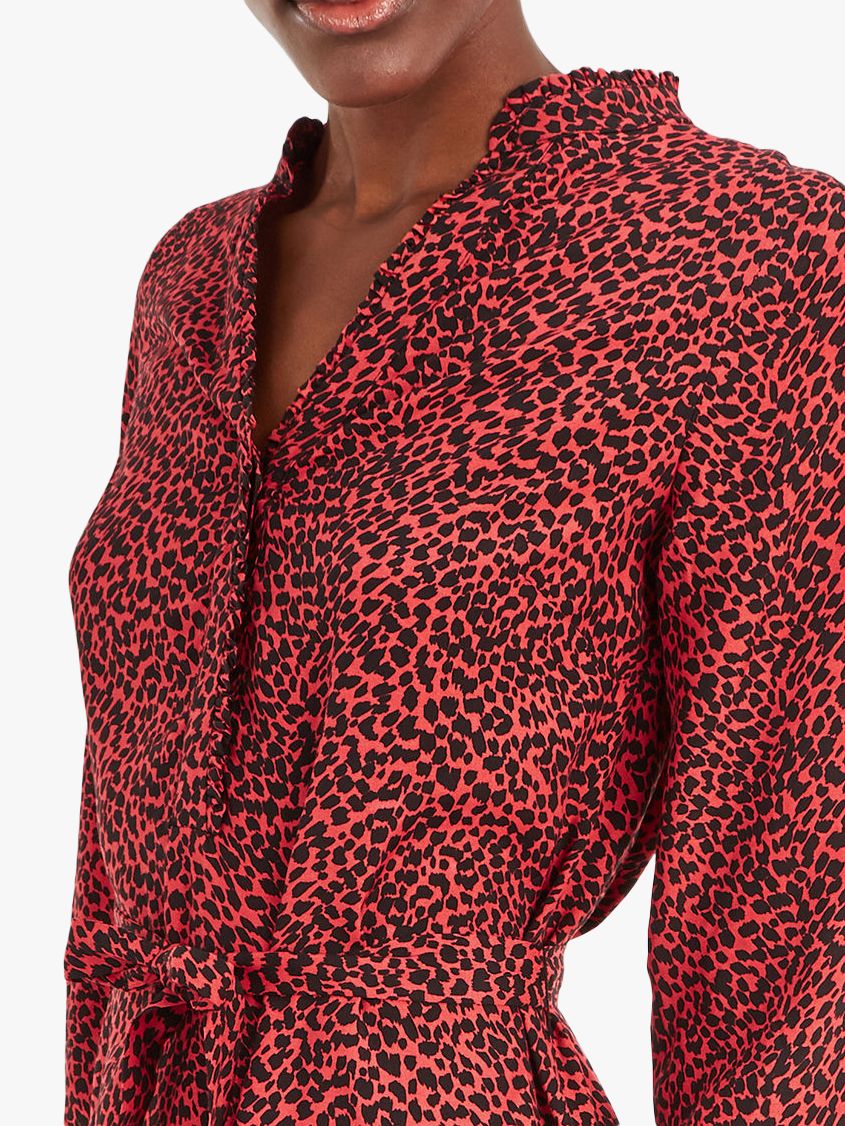red animal print shirt dress