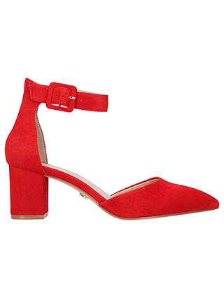 Kurt Geiger London Burlington Block Heel Court Shoes, Bright Red Suede