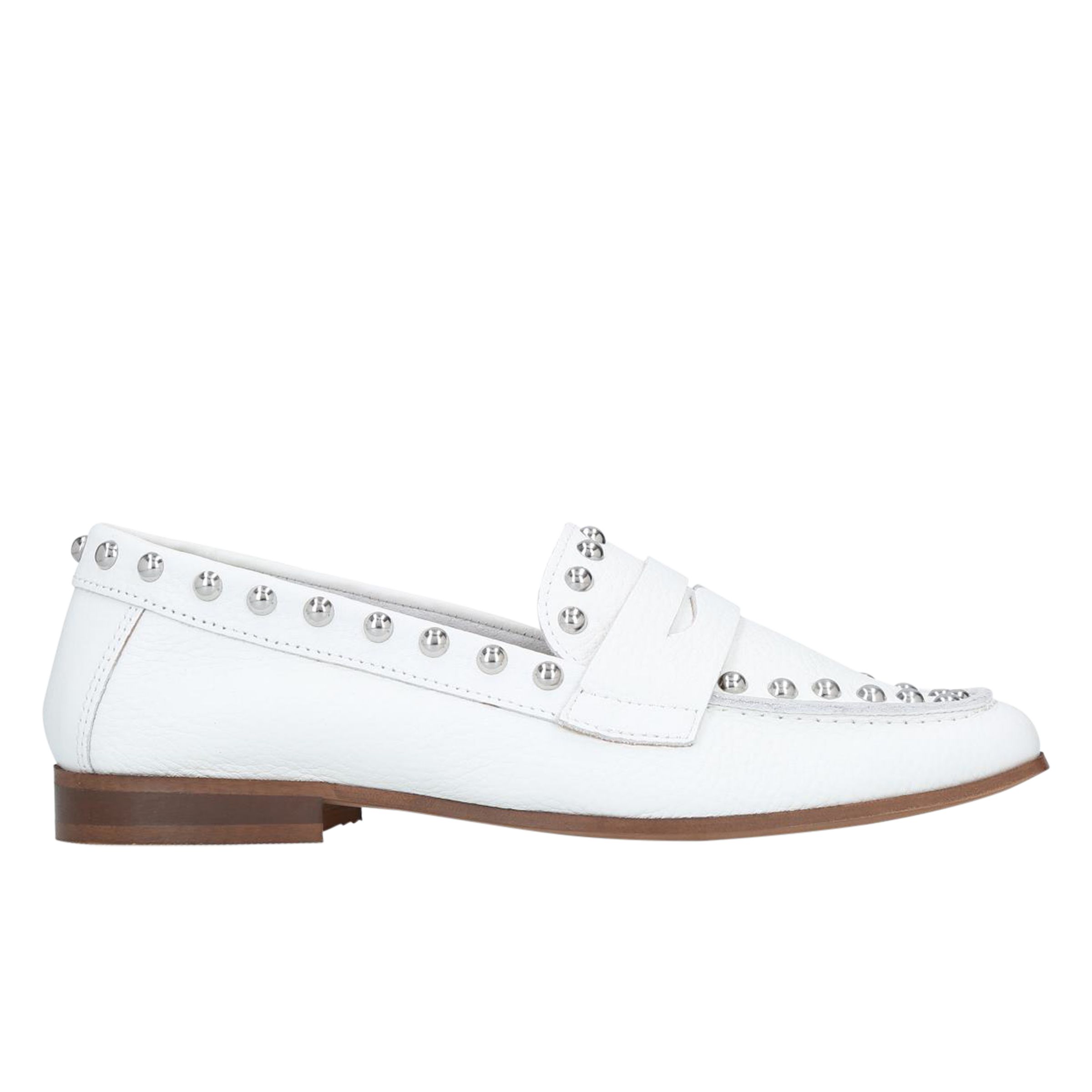 Carvela Lowry Stud Embellished Loafers, White Bright Leather
