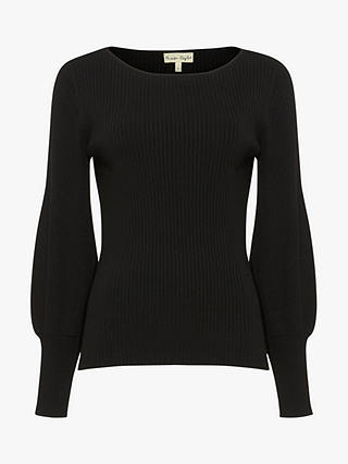 Phase Eight Maria Knitted Top, Black