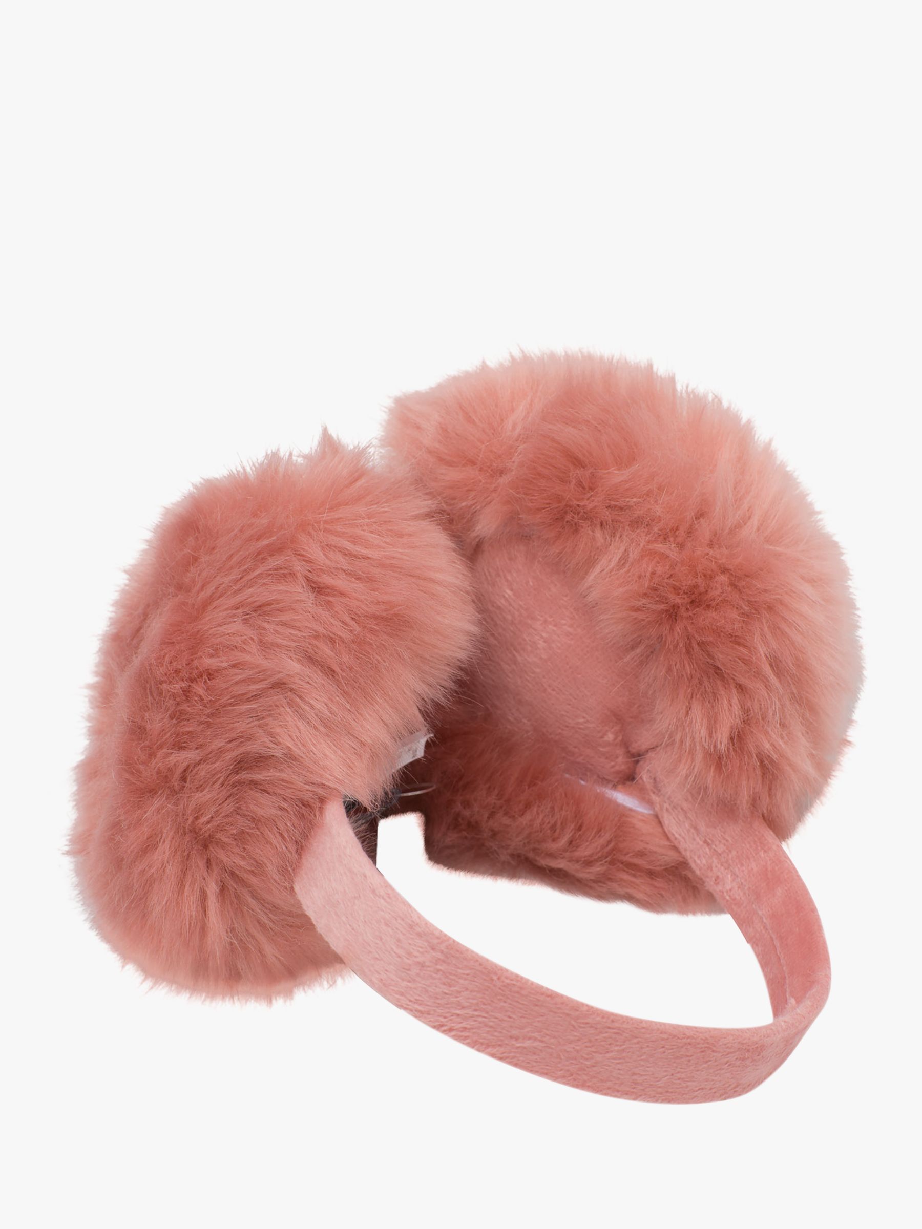 French Connection Faux Fur Ear Muffs, Dusty Pink at John Lewis & Partners