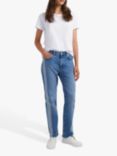 French Connection Jilly Embellished Side Strip Straight Jeans, Blue