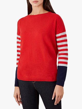 Hobbs Sofia Stripe Sweater, Red Multi