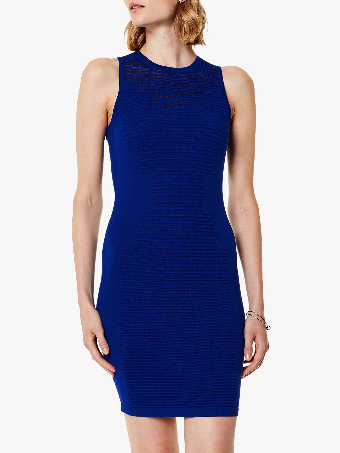 Karen Millen Knit Bodycon Dress, Blue 