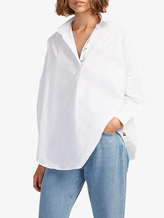 French Connection Rhodes Poplin Floral Embroidery Shirt, Summer White