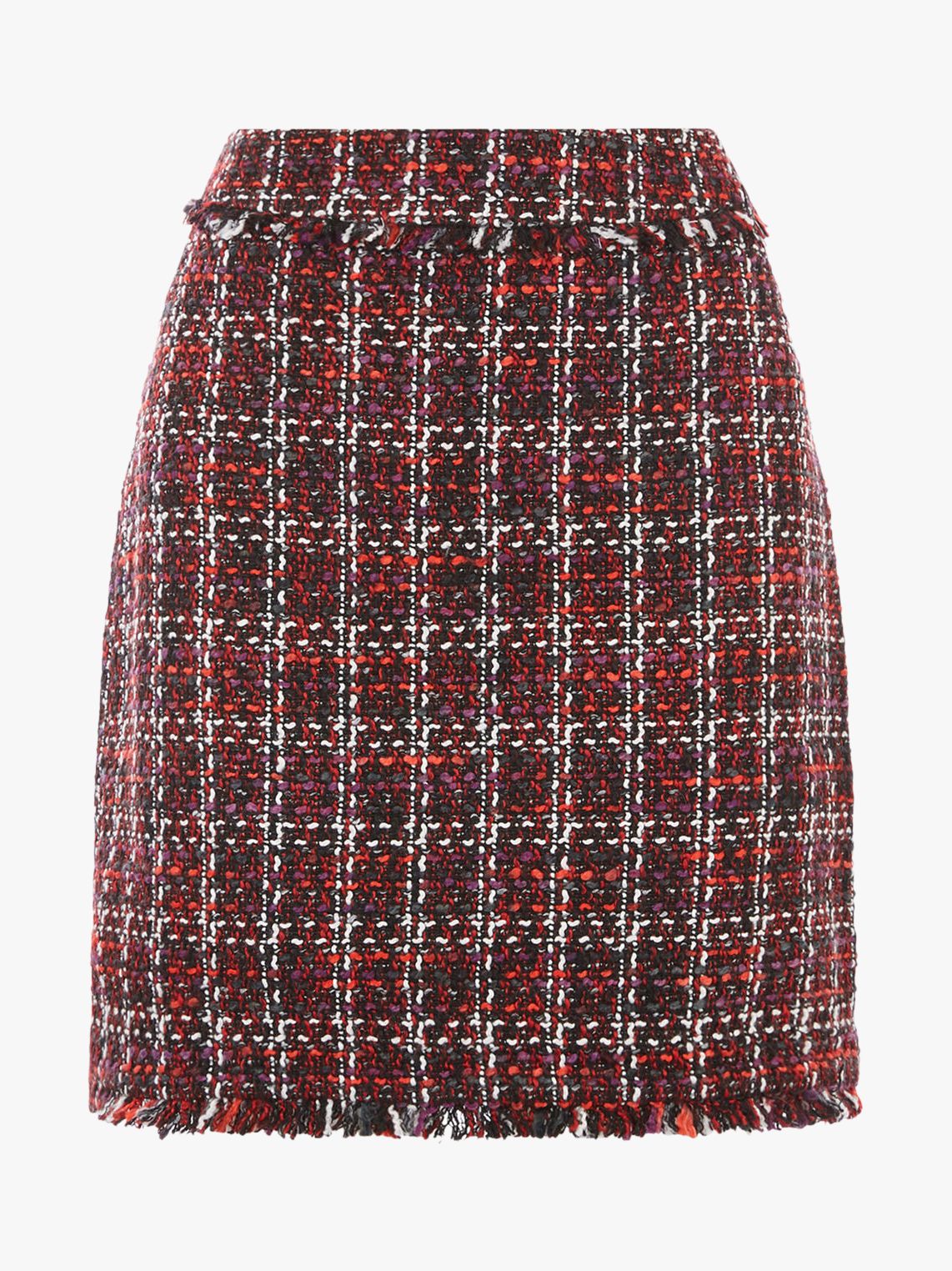 Warehouse Ruby Tweed Pelmet Skirt, Red/Multi