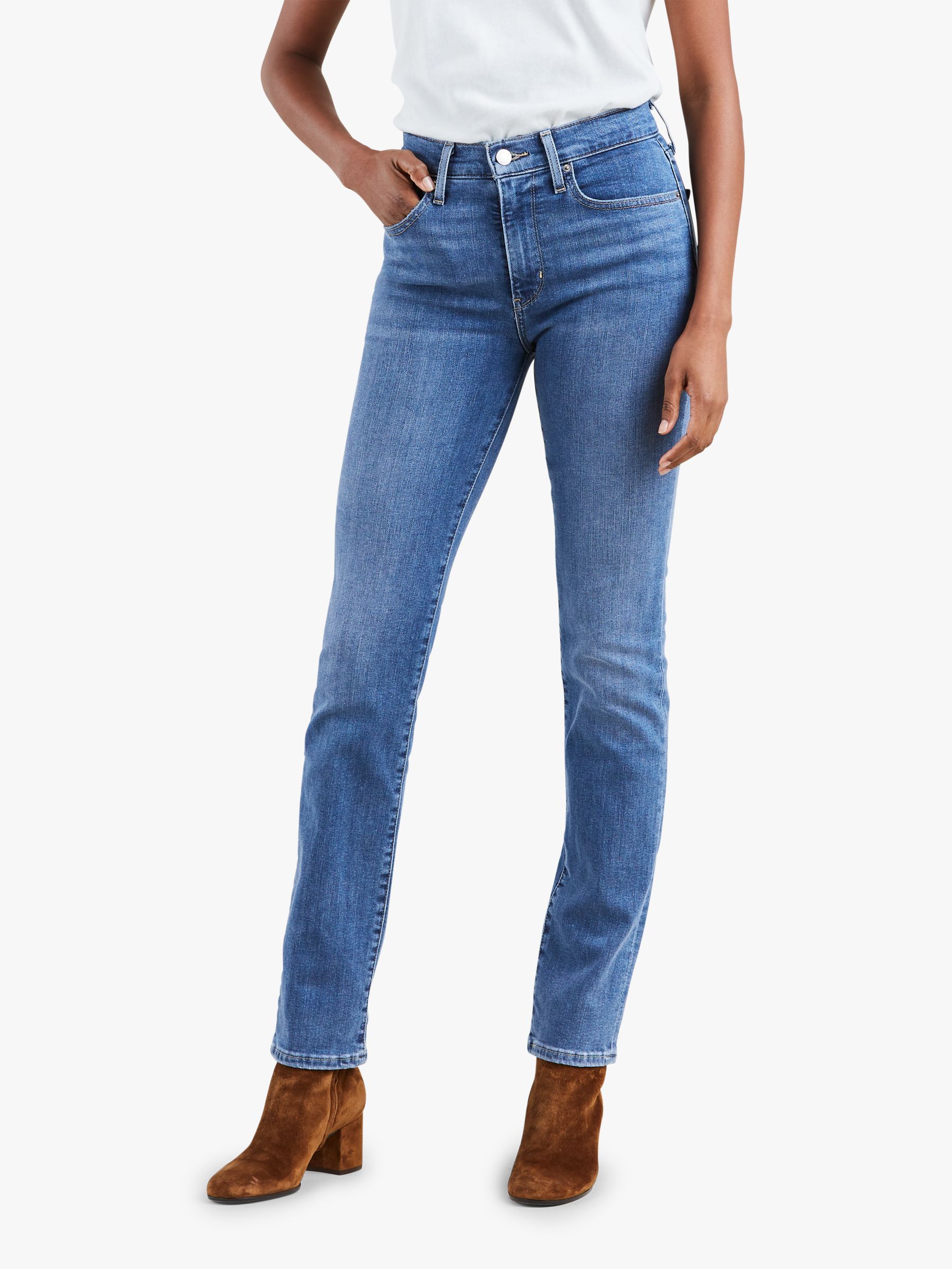 Levi's 724 High Rise Straight Jeans, Second Thought at John Lewis & Partners
