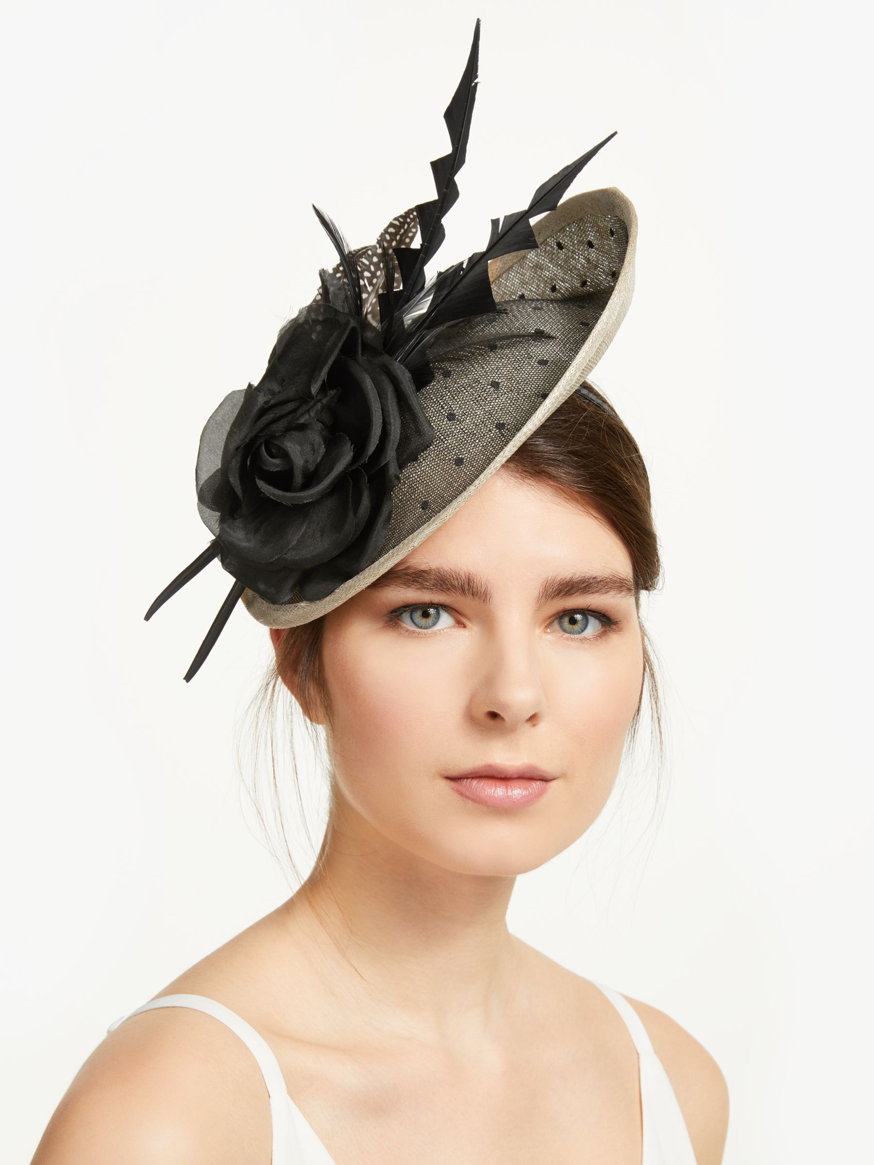 black and cream hats and fascinators