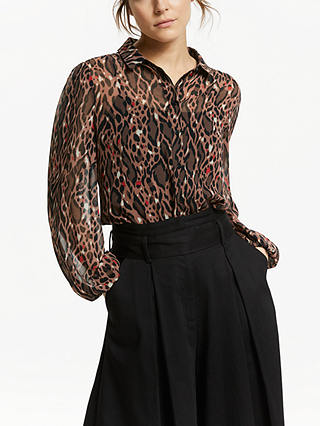 Somerset by Alice Temperley Leopard Print Button Chiffon Blouse, Multi