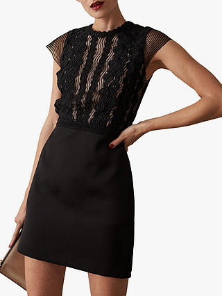 Reiss Veriana Lace Bodice Dress, Black