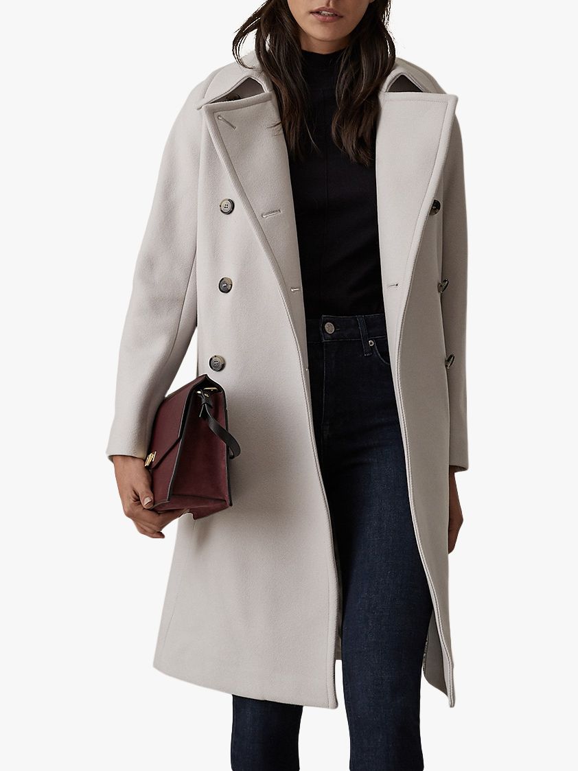 Reiss Eilish Double Breasted Coat, Neutral
