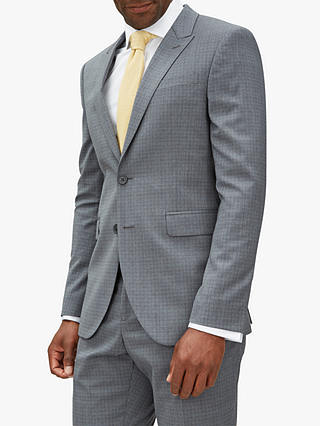 Jaeger Fine Overcheck Slim Fit Suit Jacket, Grey