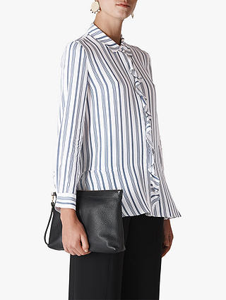 Whistles Stripe Frill Front Shirt, White/Multi