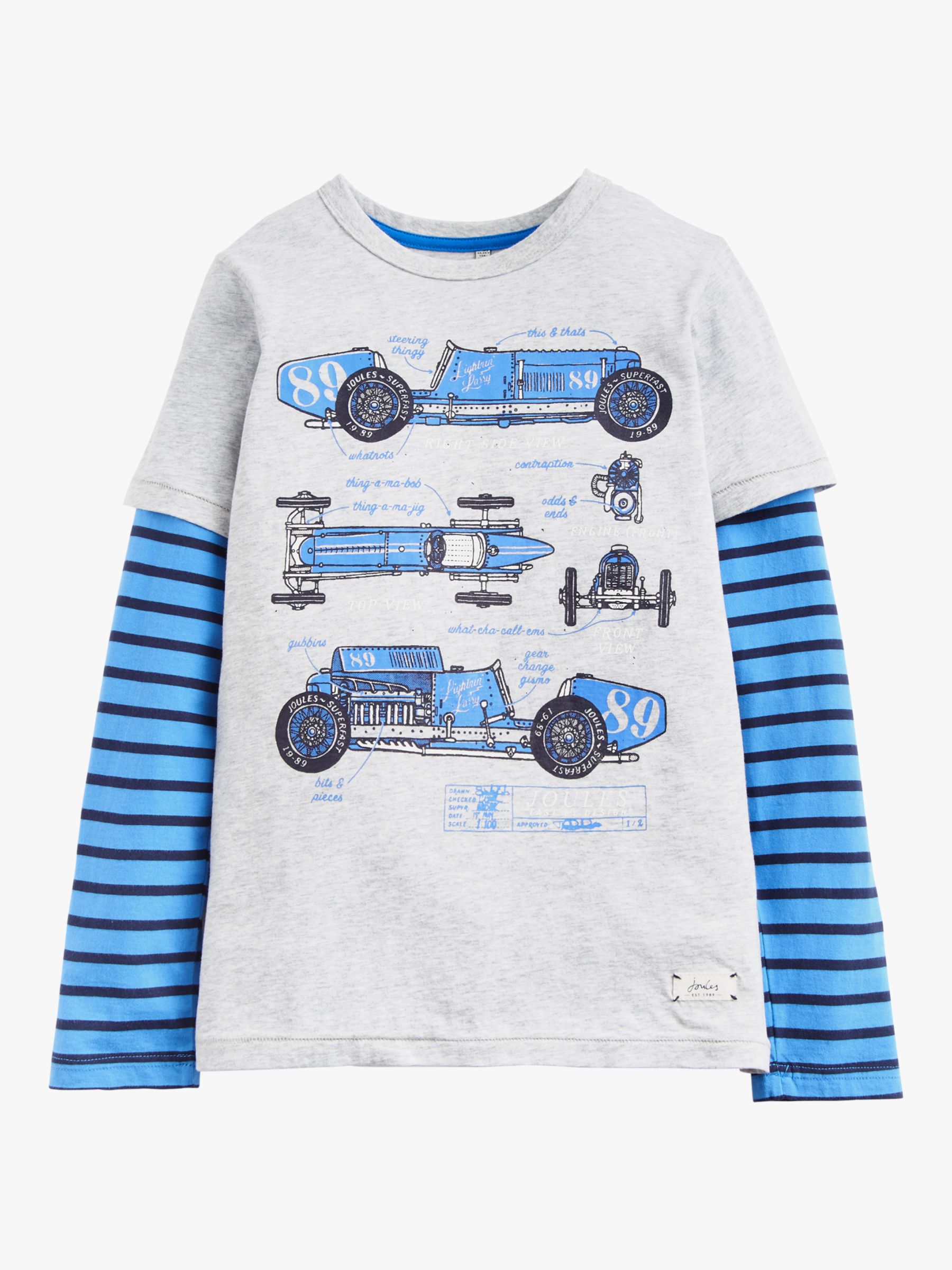 Download Little Joule Boys' Mock Layer T-Shirt, Blue at John Lewis & Partners