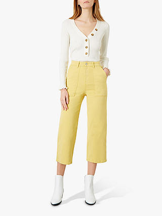 Iden Oprah Wide Leg Cropped Jeans, Ochre Yellow