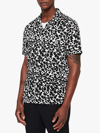 AllSaints Sigfried Animal Print Shirt, Ecru White/Black