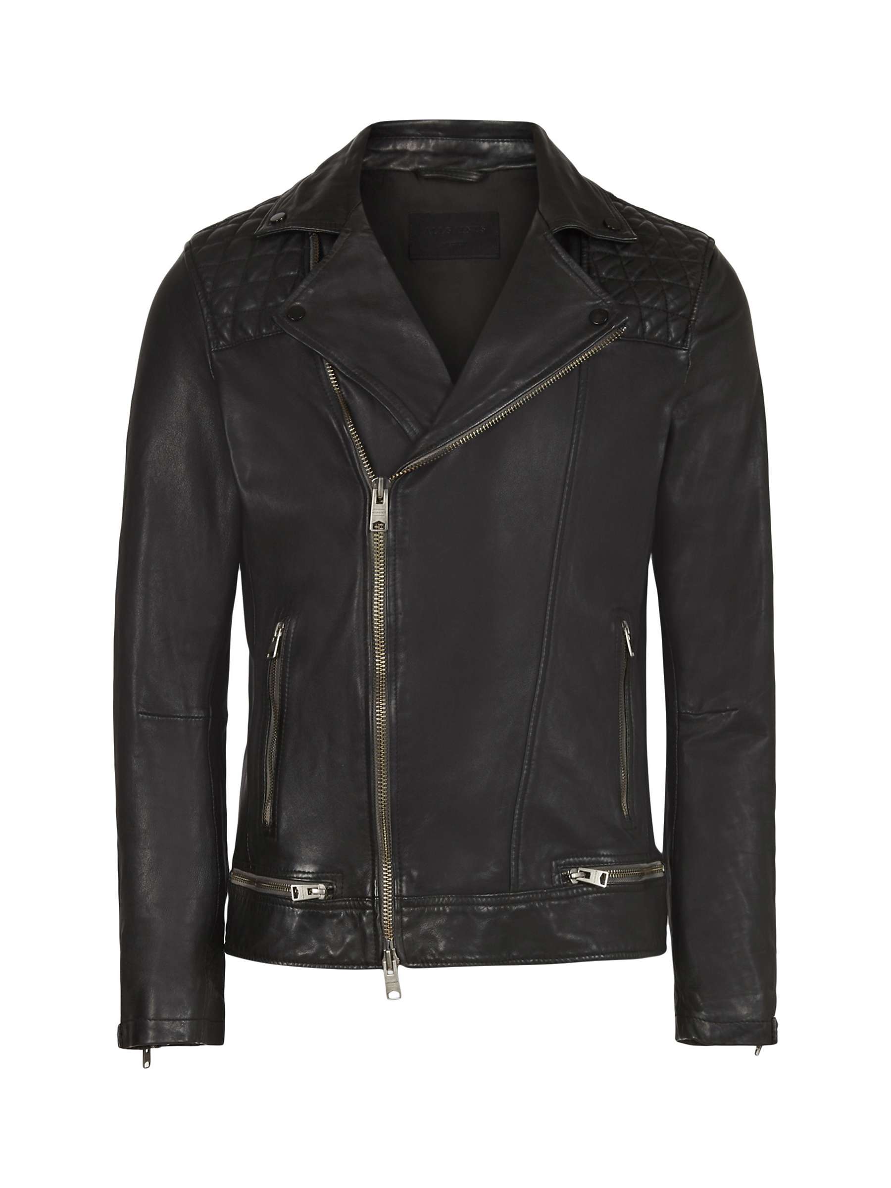 Buy AllSaints Conroy Leather Biker Jacket, Black Online at johnlewis.com