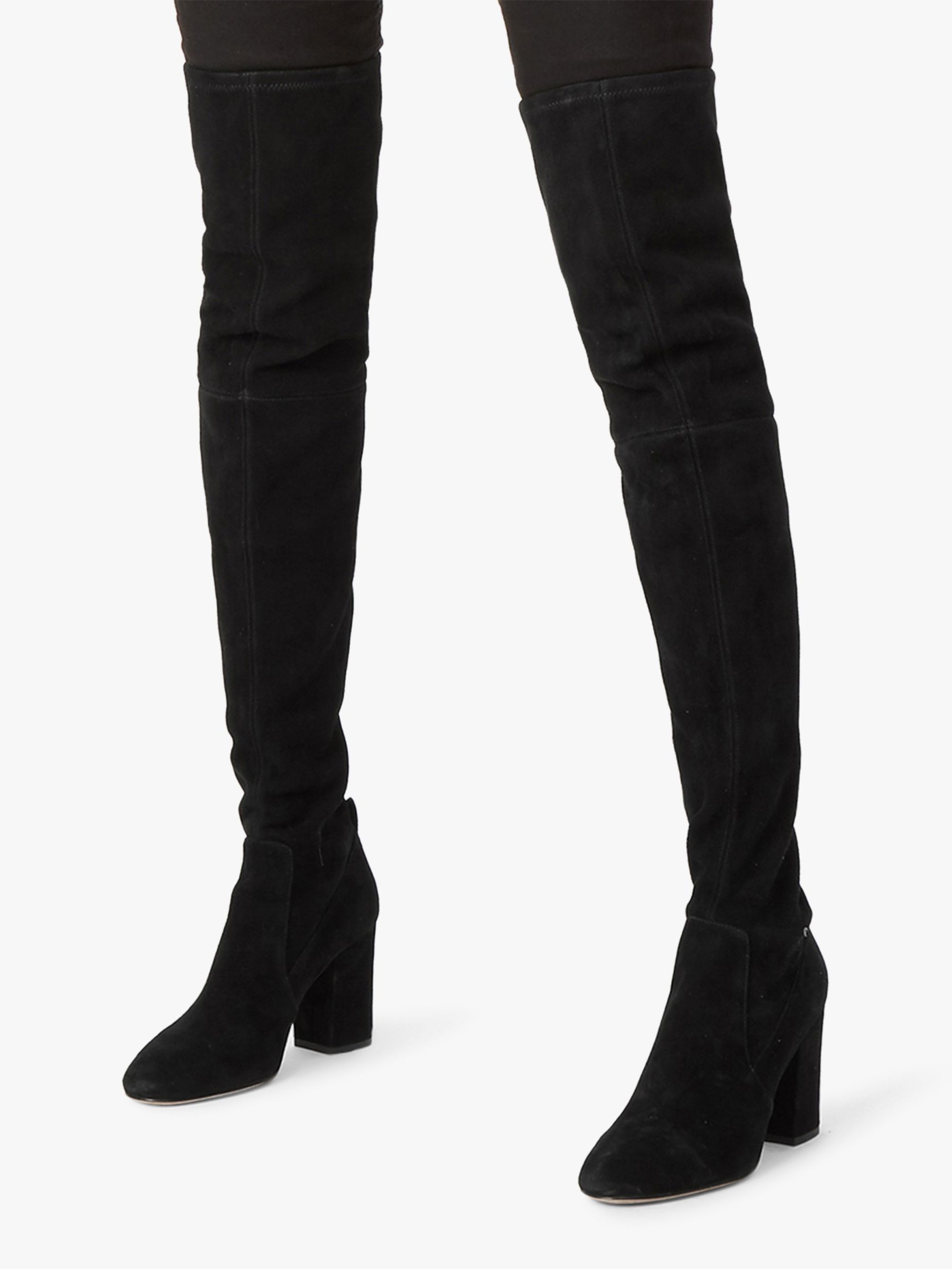 Coach Giselle Over The Knee Block Heel Boots, Black Suede