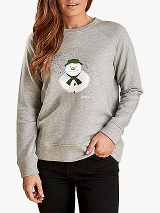 Barbour Aire Snowman Sweatshirt, Light Grey Marl