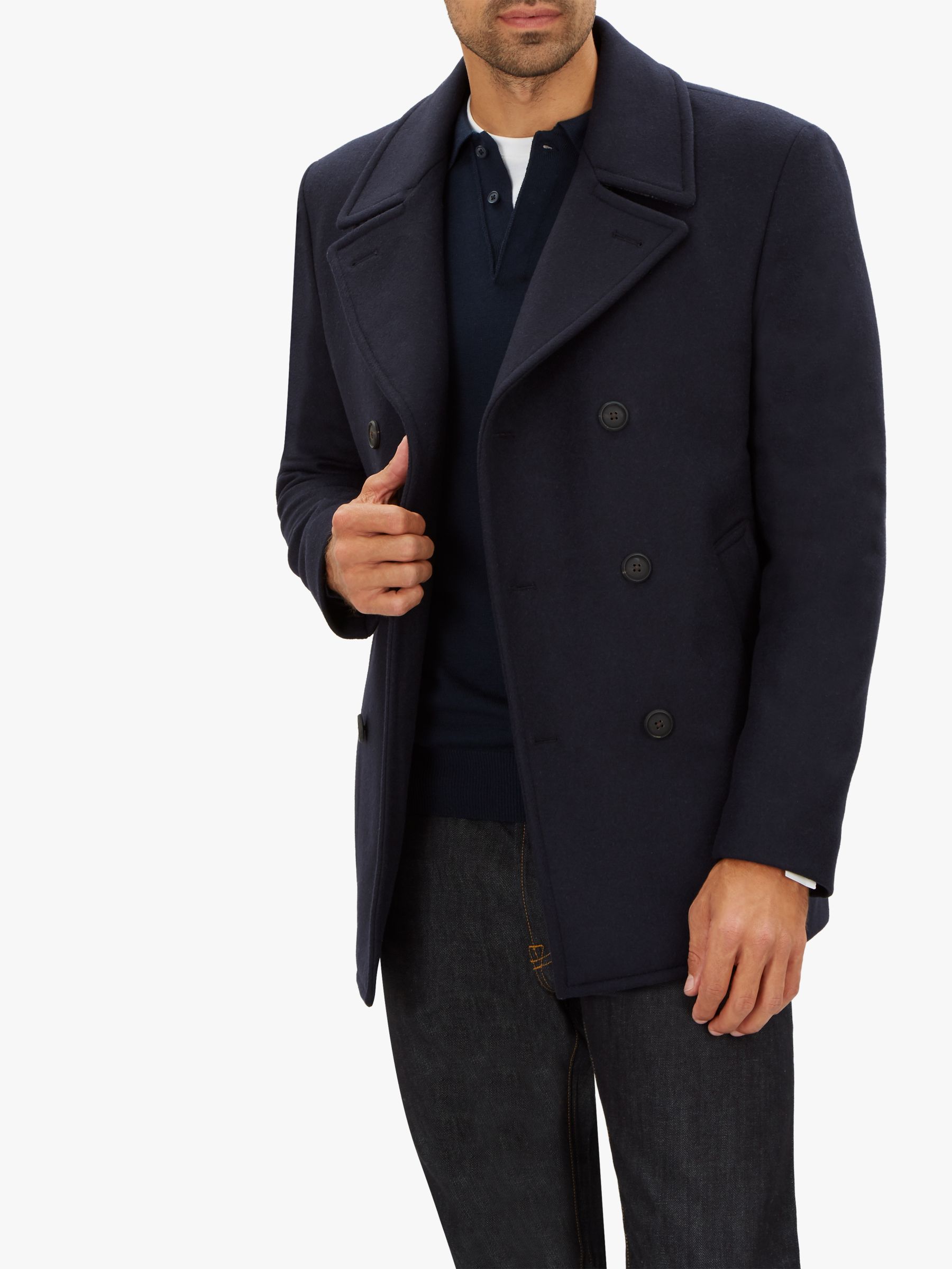 Jaeger Double Face Check Peacoat, Navy