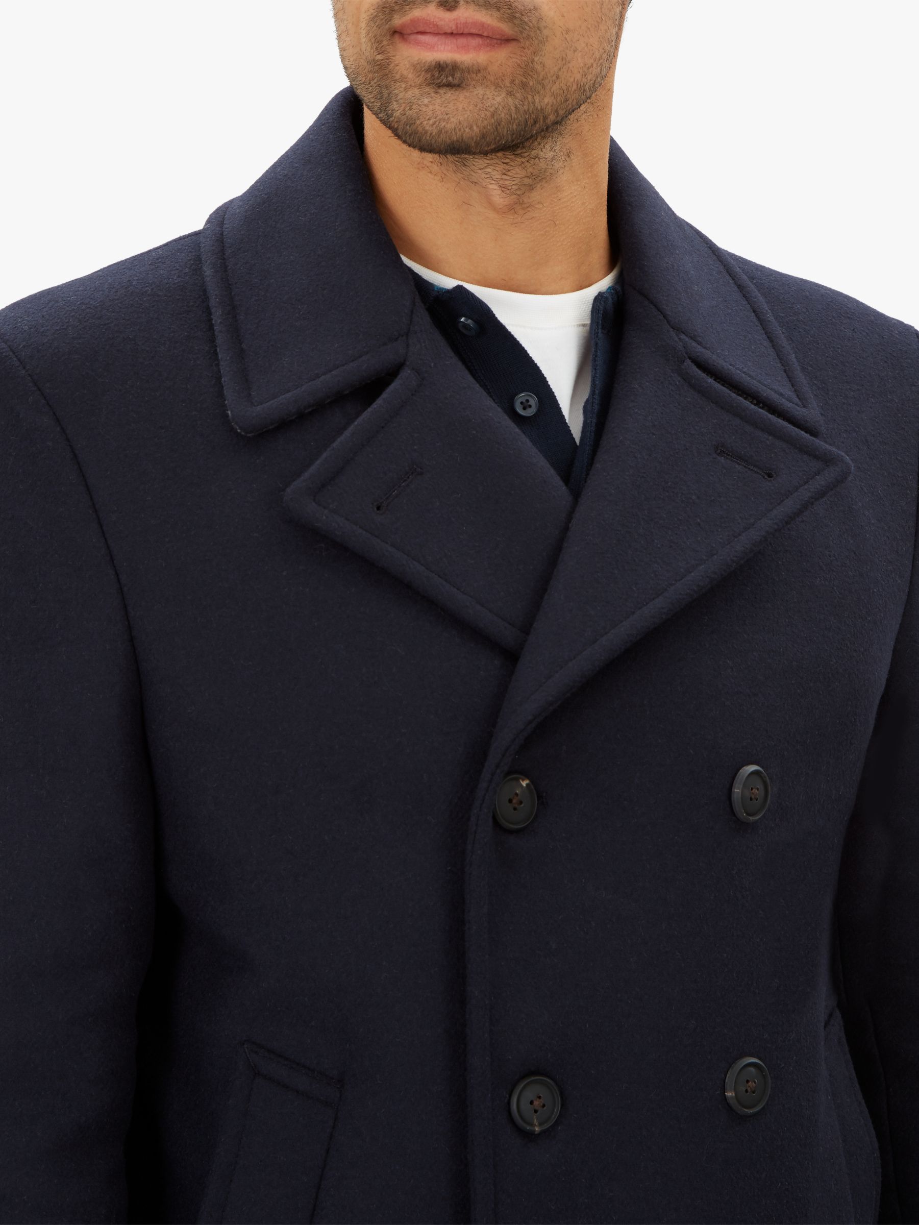 Jaeger Double Face Check Peacoat, Navy