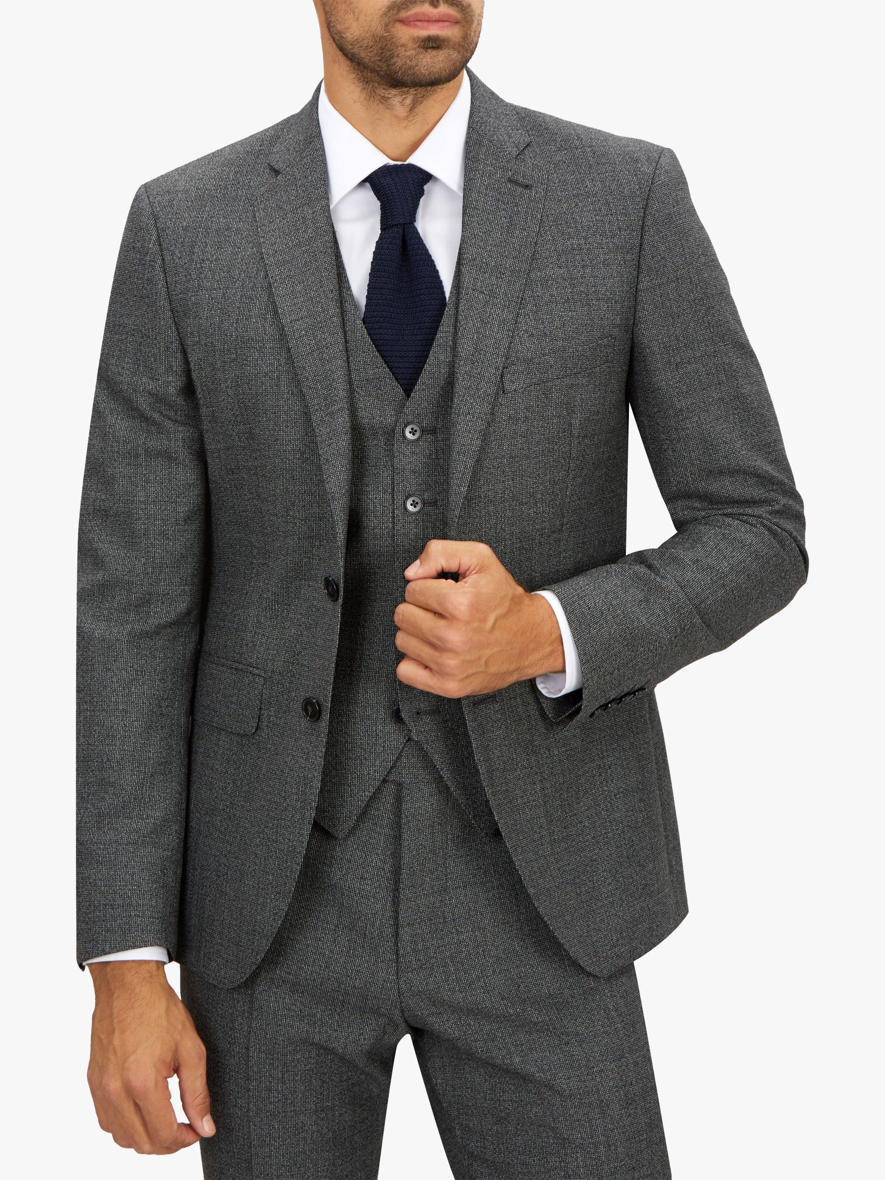 Jaeger Wool Textured Slim Fit Suit Jacket, Charcoal