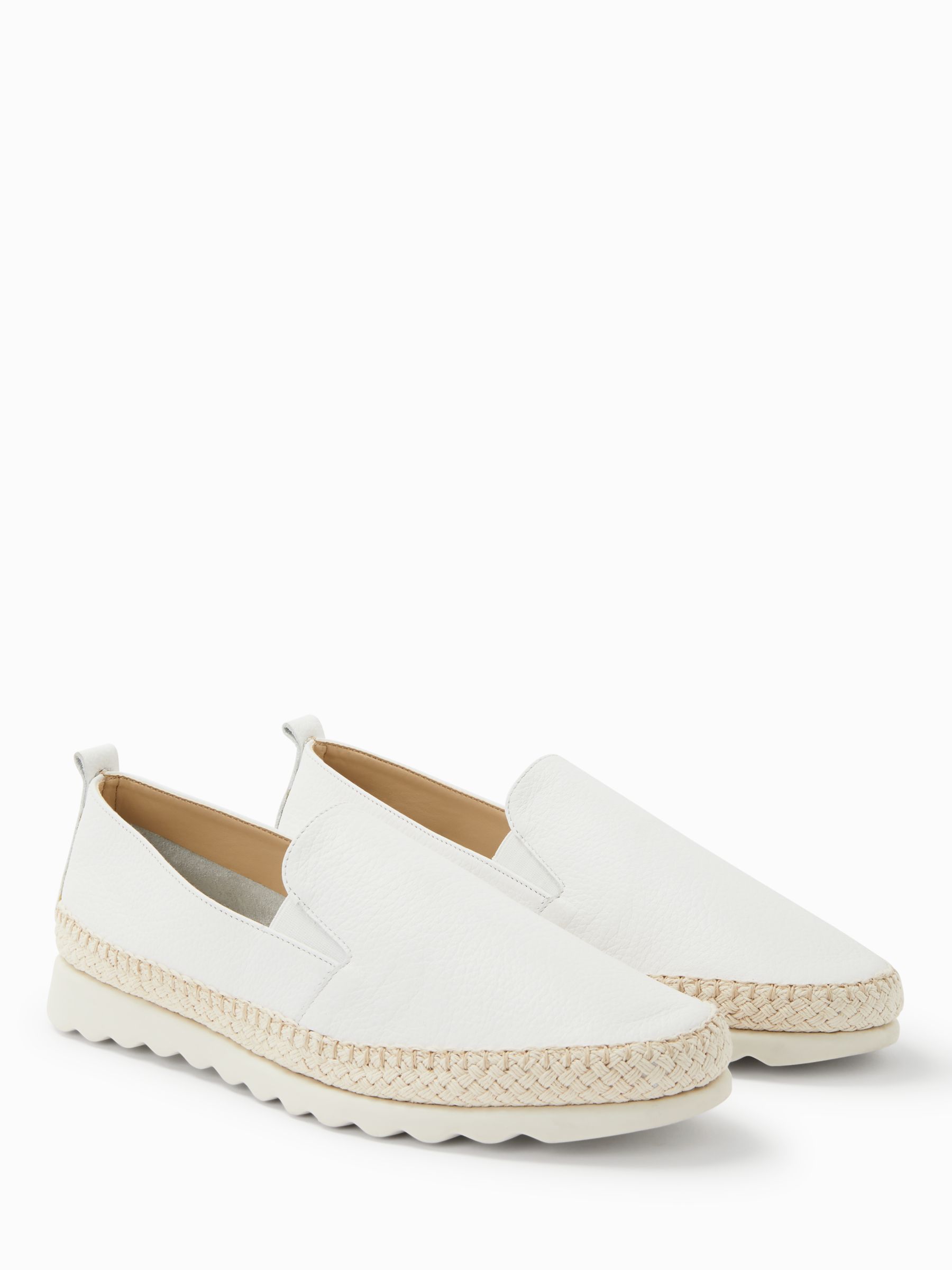 John Lewis Designed for Comfort Gazal Leather Slip On Loafers, White at ...