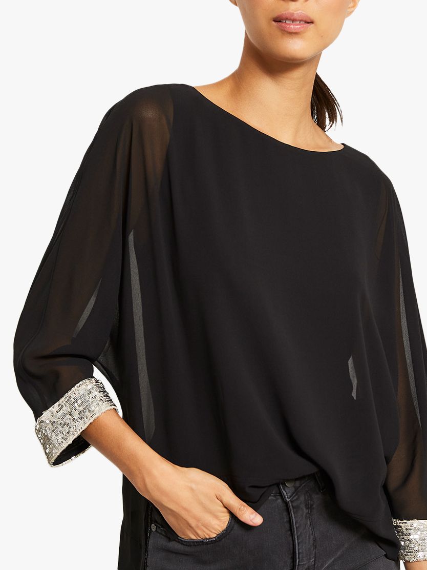 mint velvet black sequin top