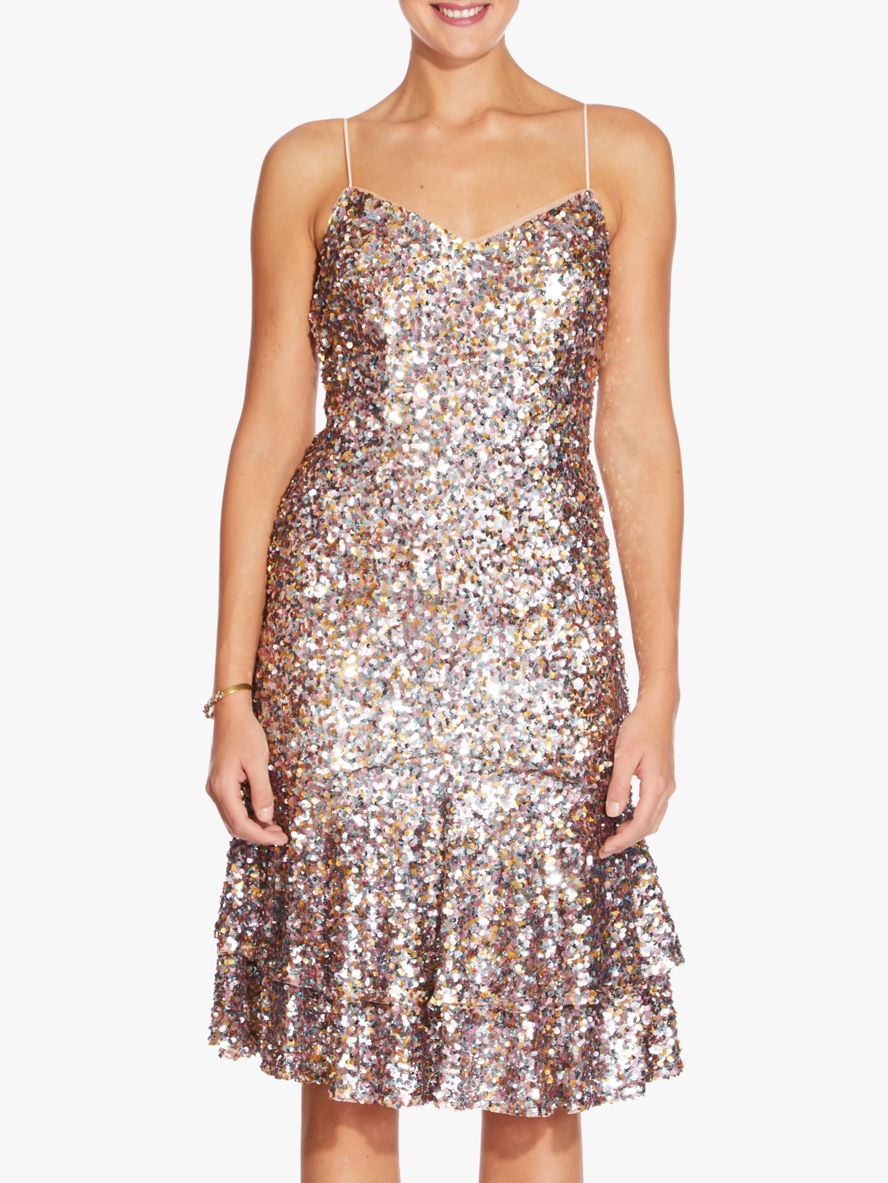 adrianna papell pink sequin dress