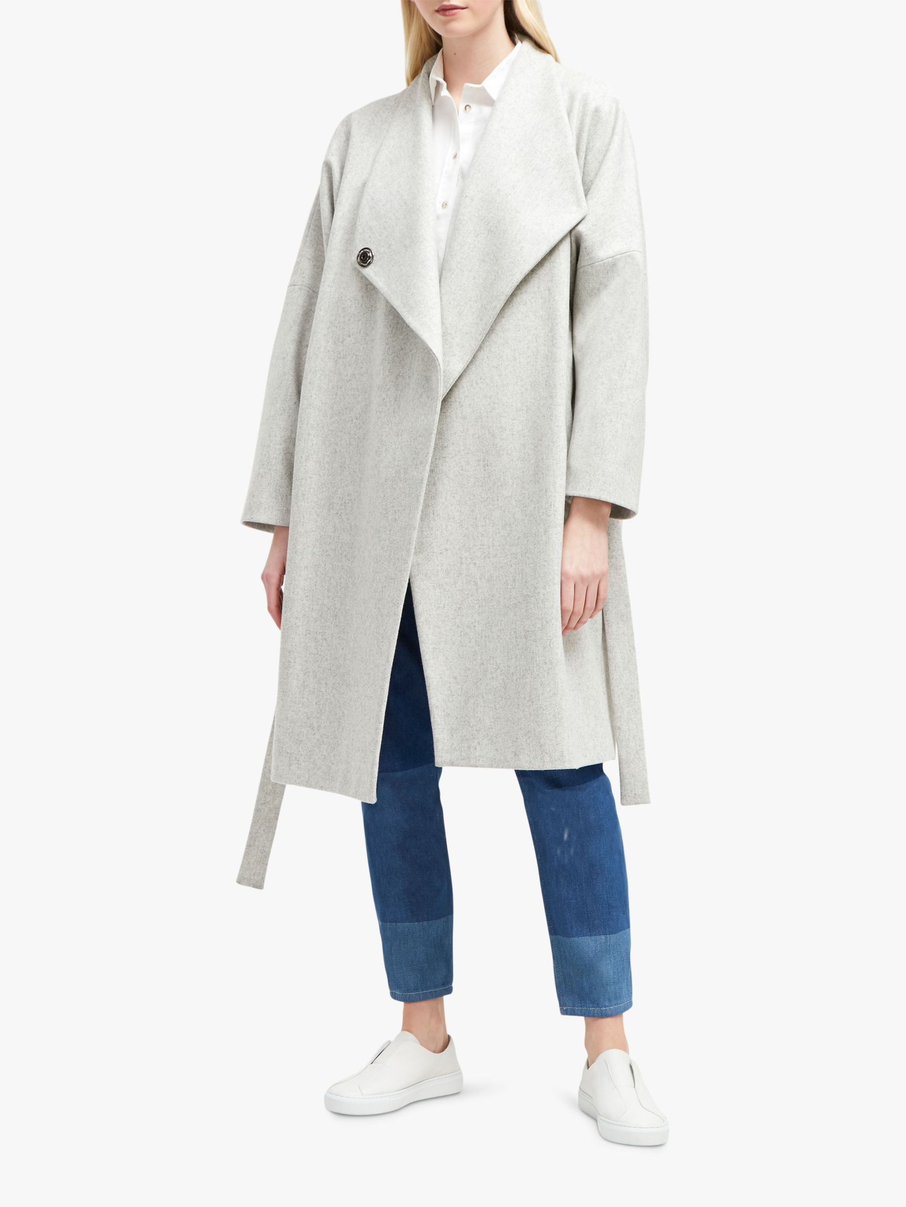 French Connection Drop Shoulder Wrap Coat, Dove Grey