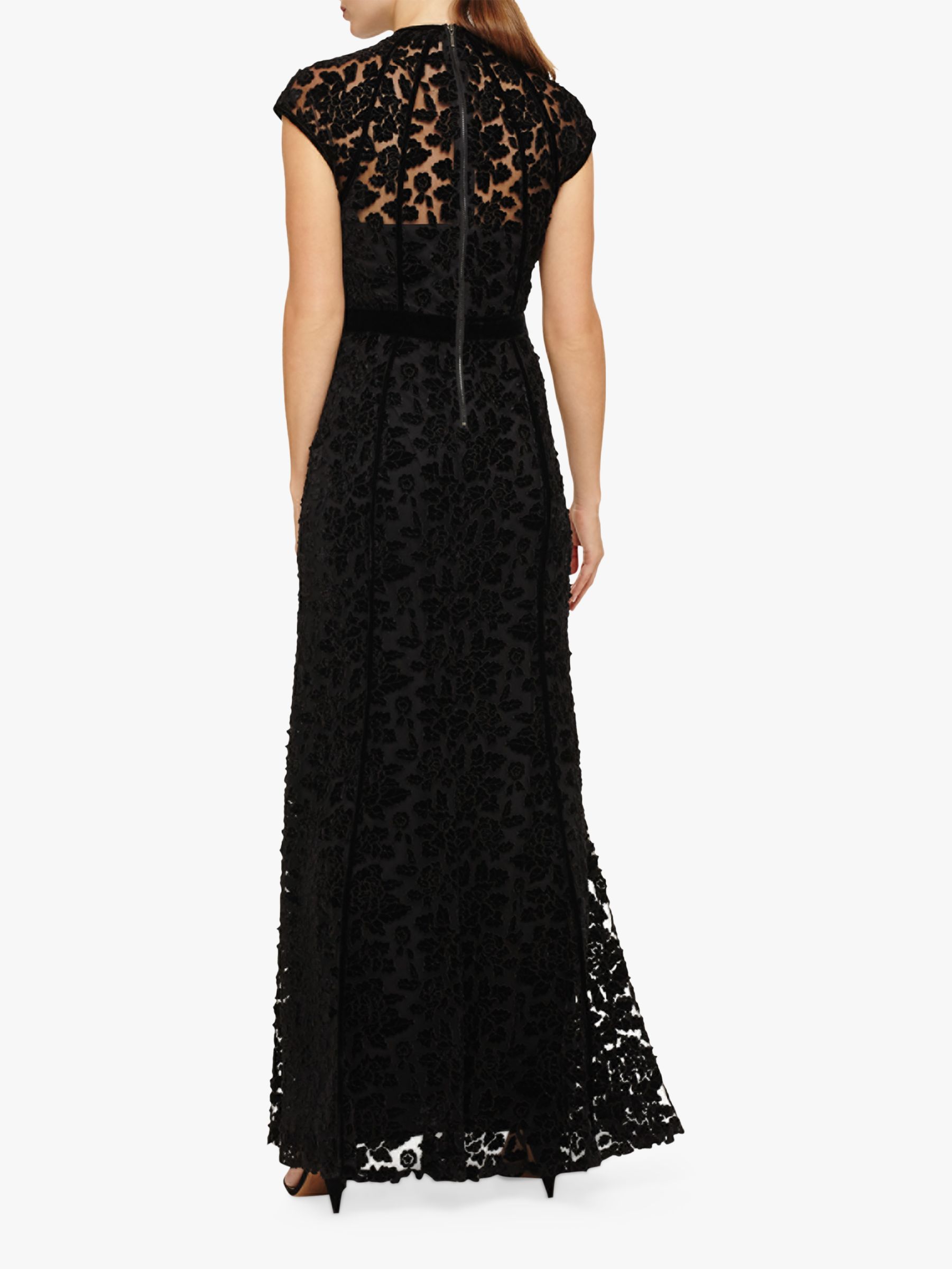 Phase Eight Cleo Velvet Applique Maxi Dress, Black