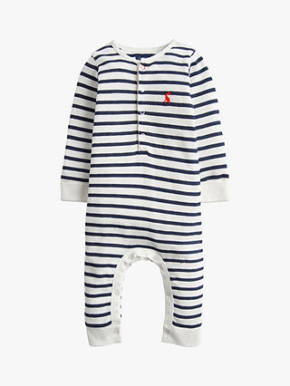 Baby Joule Webley Stripe Sleepsuit, White/Navy