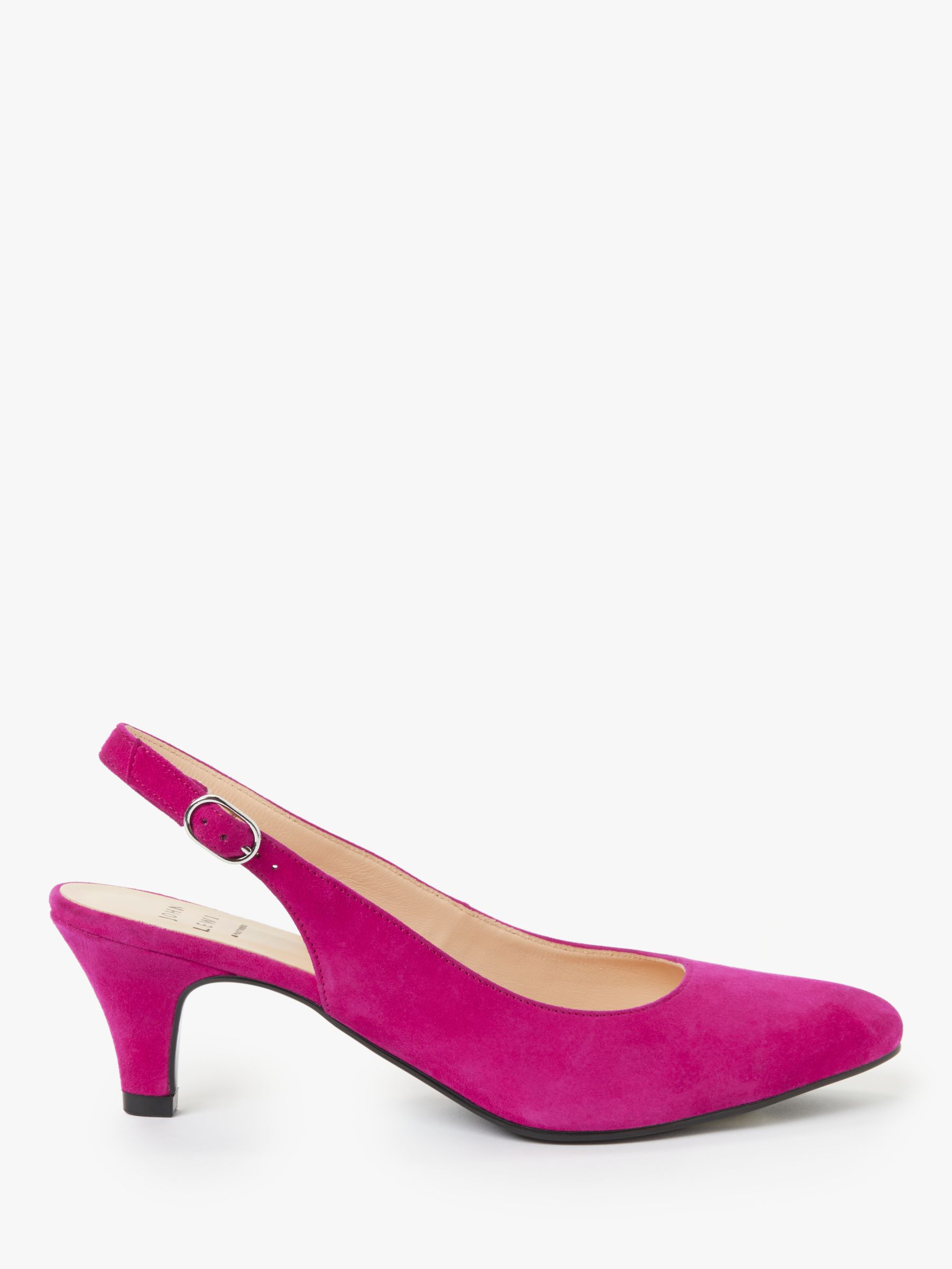 John Lewis Grace Suede Slingback Court Shoes, Pink at John Lewis & Partners