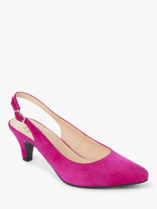 John Lewis Grace Suede Slingback Court Shoes, Pink Mid