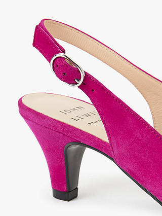John Lewis Grace Suede Slingback Court Shoes, Pink Mid