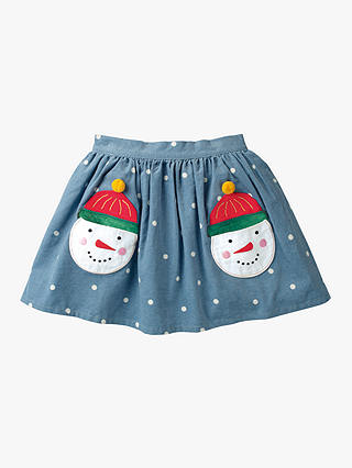 Mini Boden Girls' Snowman Pocket Skirt, Blue