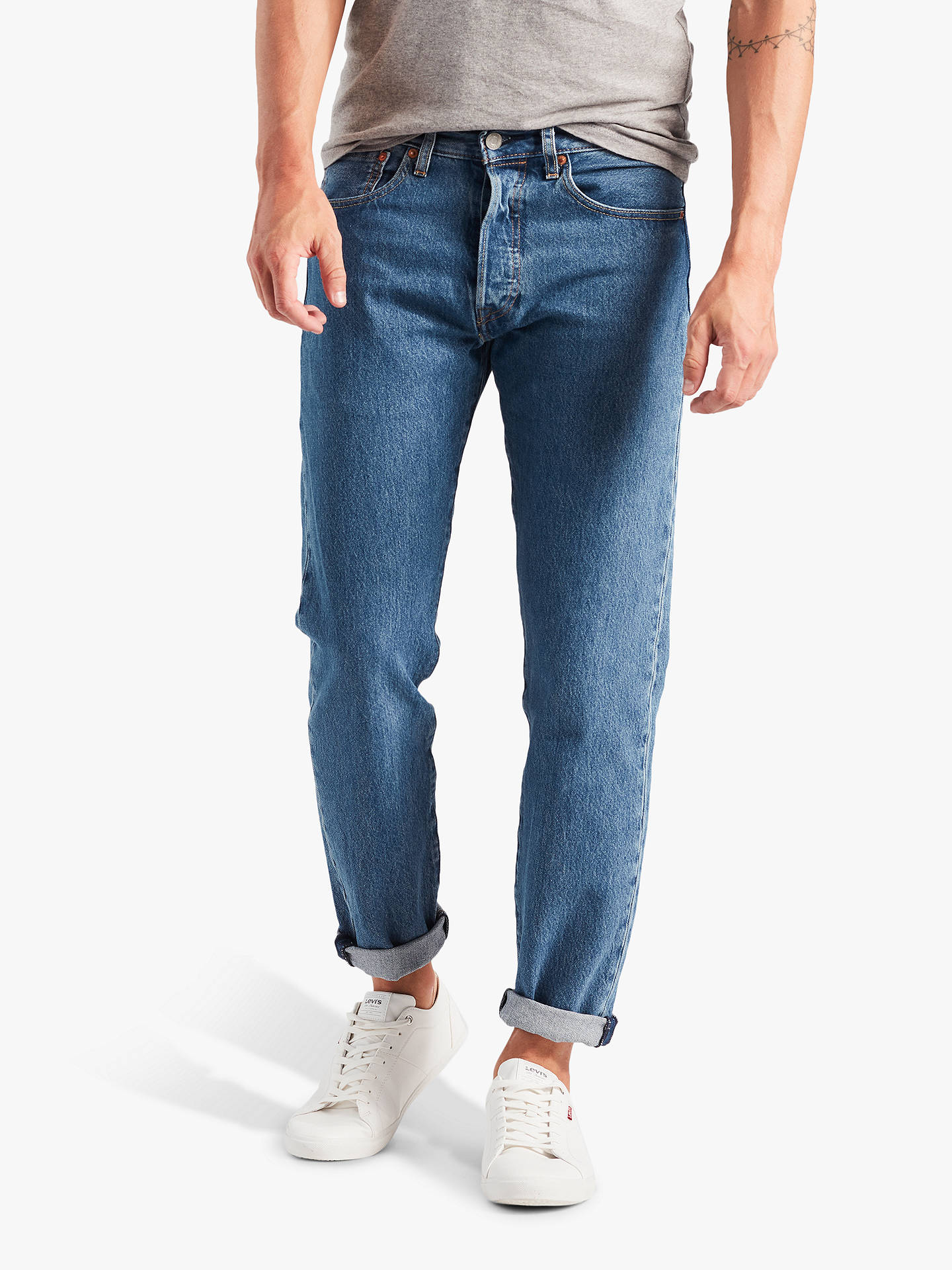 Levi's 501 Slim Tapered Jeans, Stonewashed Medium at John Lewis & Partners