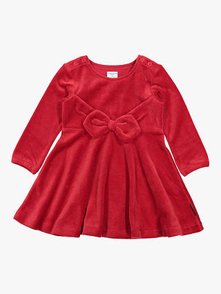 Polarn O. Pyret Baby Velvet Bow Party Dress, Red