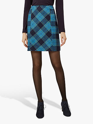 Hobbs Hattie Wool Mini Skirt, Blue Multi