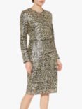 Gina Bacconi Ceri Abstract Animal Sequin Dress, Neutral