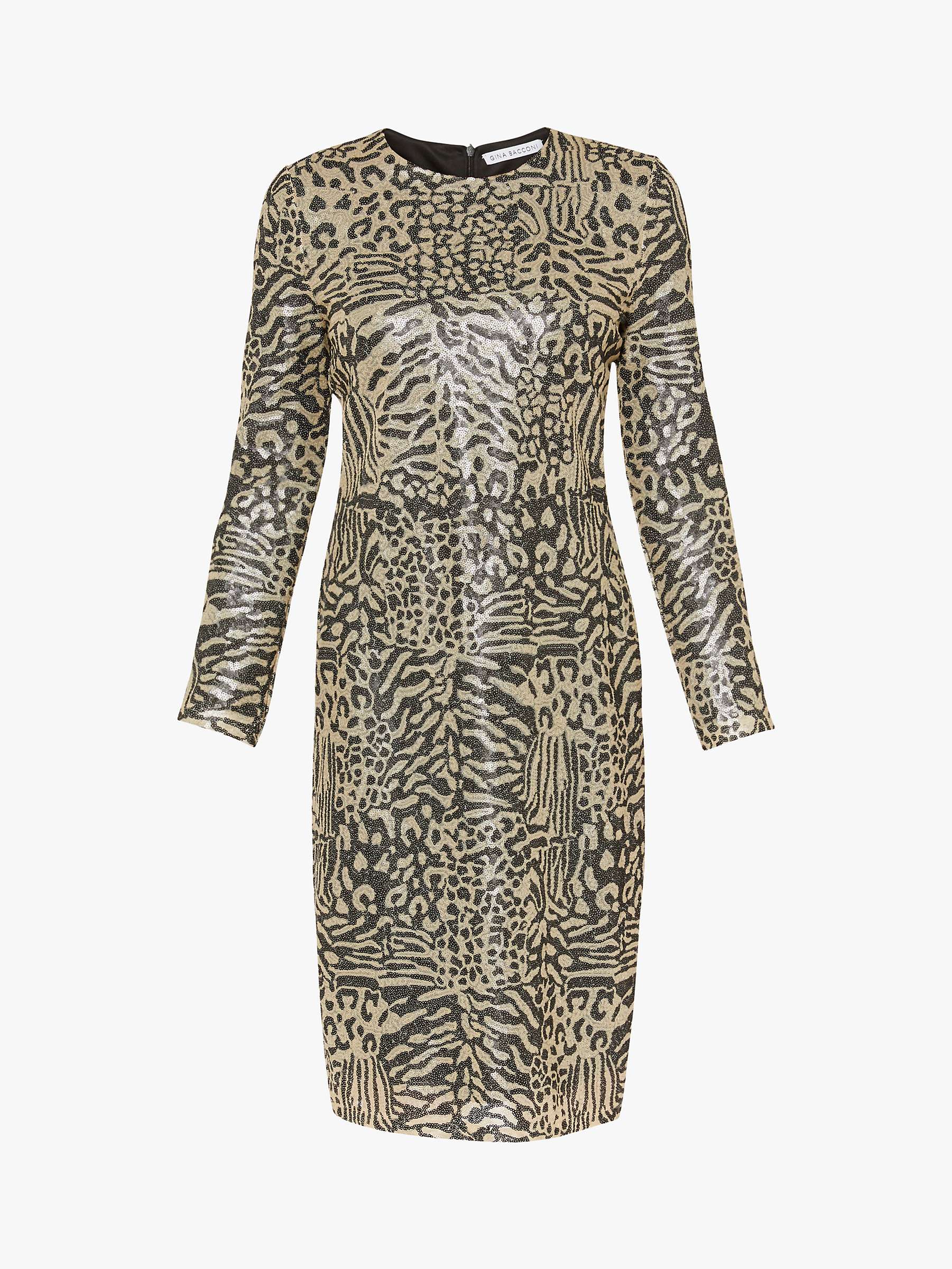 Gina Bacconi Ceri Abstract Animal Sequin Dress, Neutral at John Lewis ...