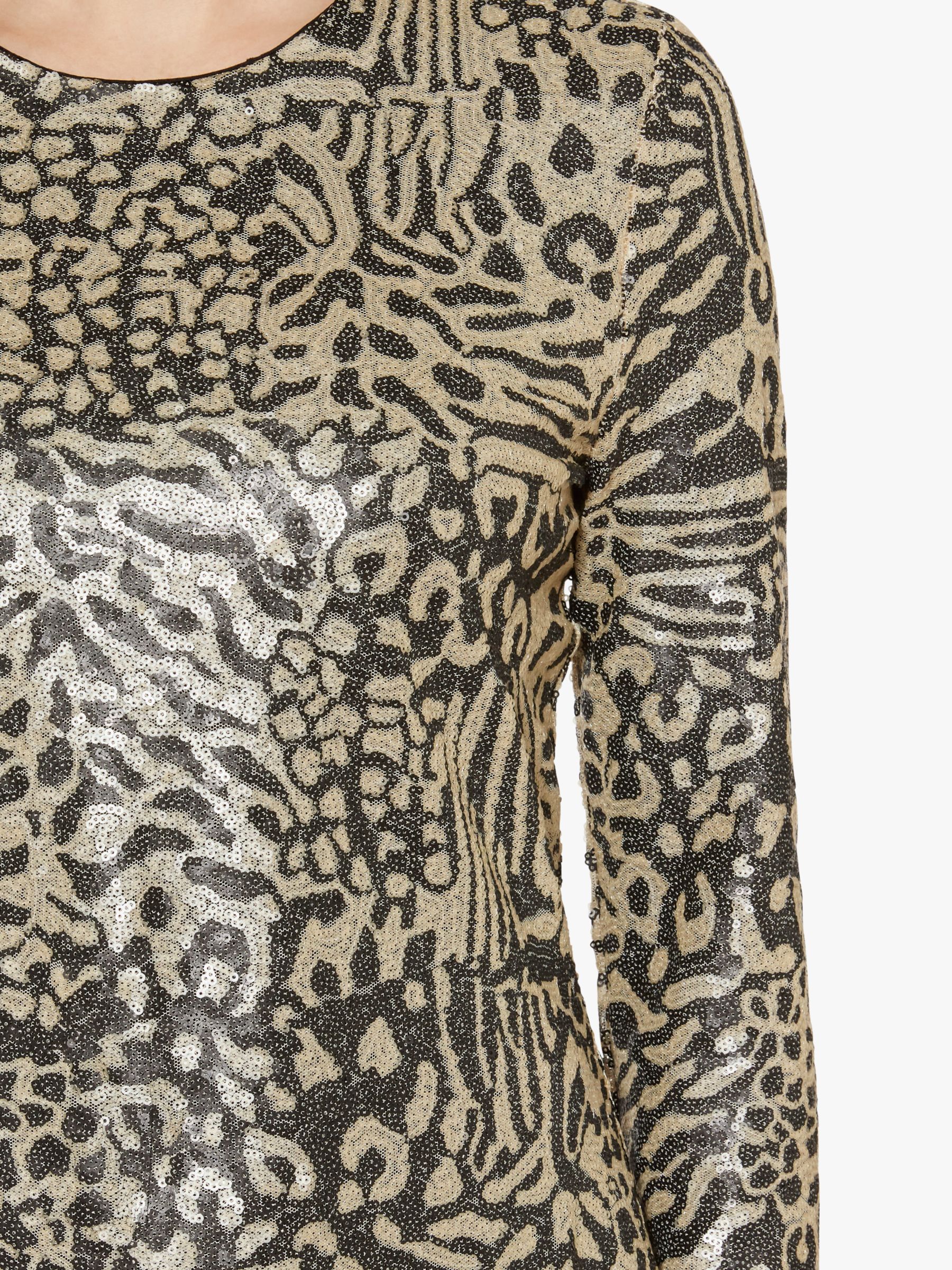 Gina Bacconi Ceri Abstract Animal Sequin Dress, Neutral at John Lewis ...
