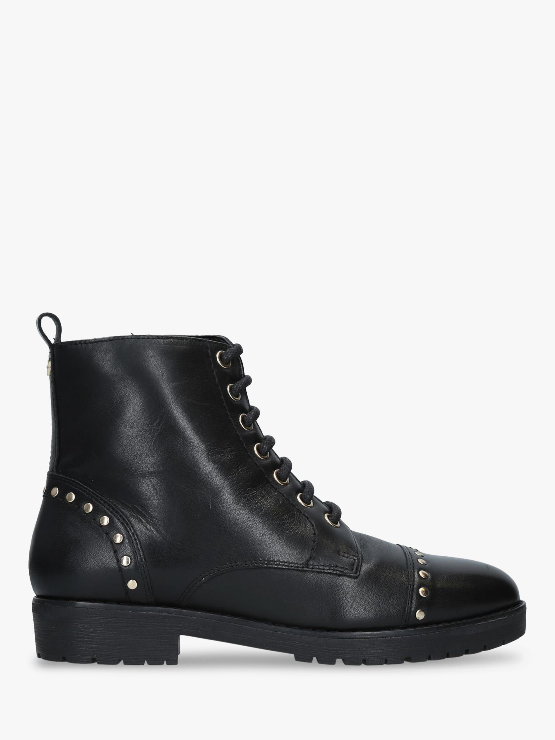 Carvela Steady Stud Lace Up Ankle Boots, Black Leather at John Lewis ...