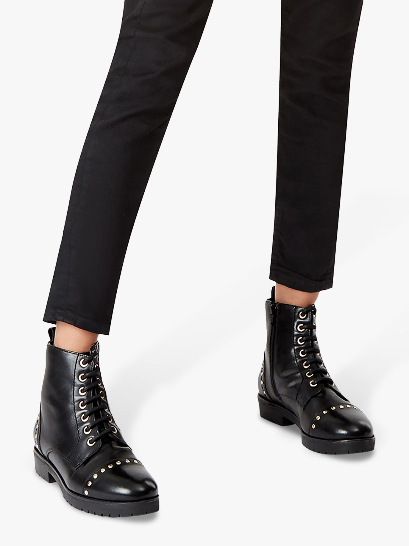 black lace up studded boots