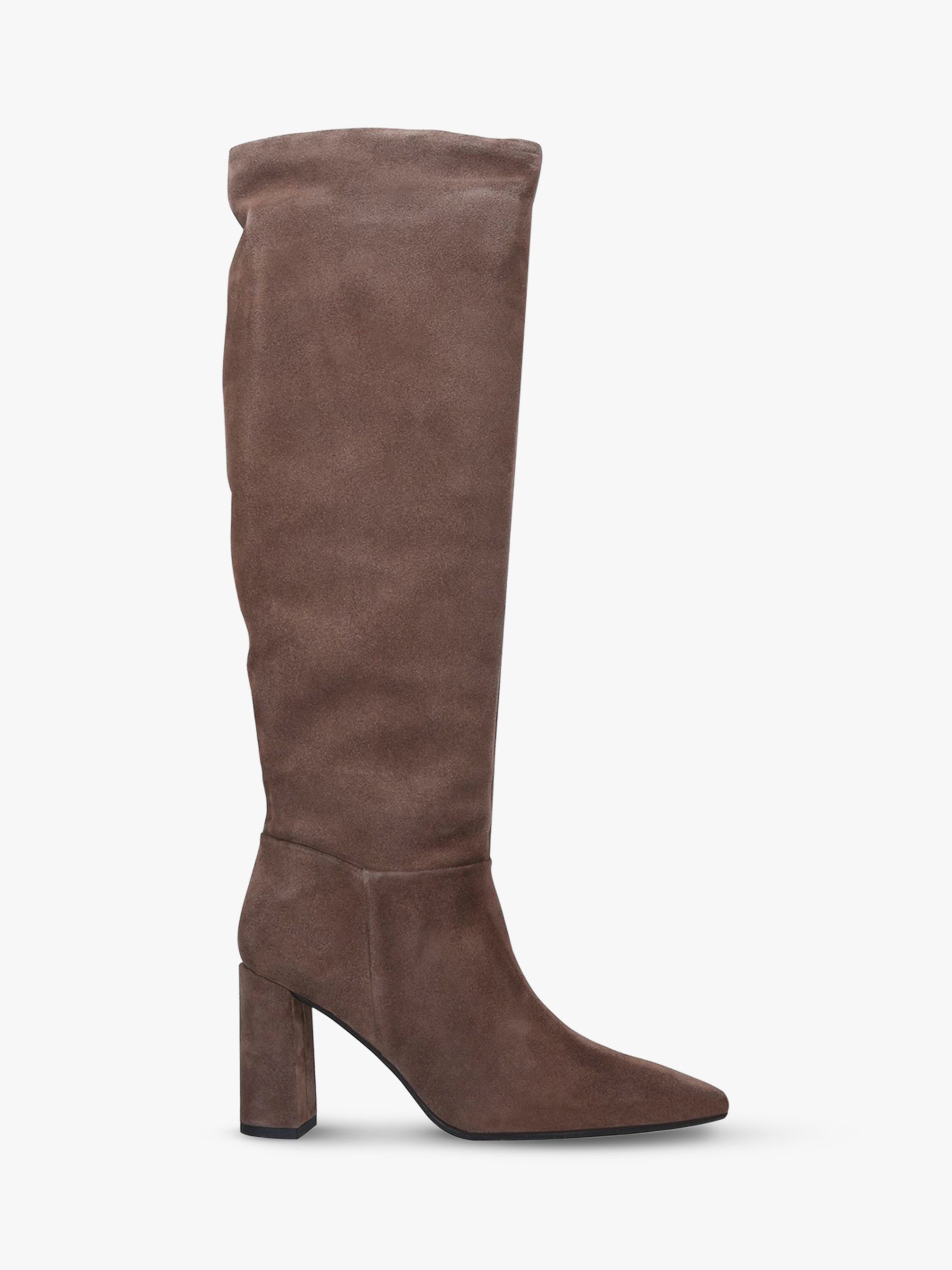 Carvela Wisp Suede Knee High Boots, Taupe at John Lewis & Partners