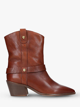 Carvela Sane Leather Stud Detail Ankle Boots, Brown Tan