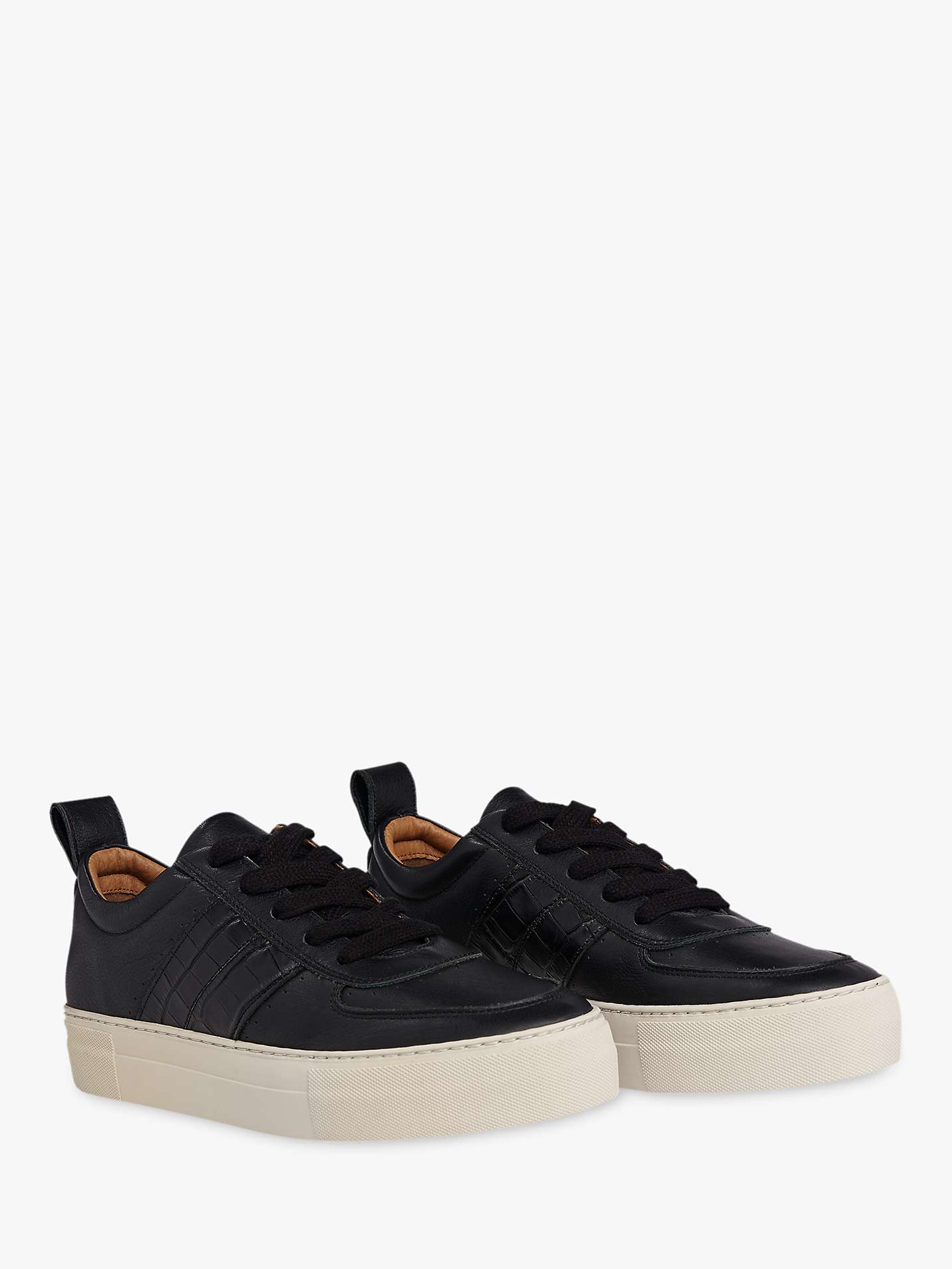Buy Whistles Anna Deep Sole Trainers, Black Leather Online at johnlewis.com