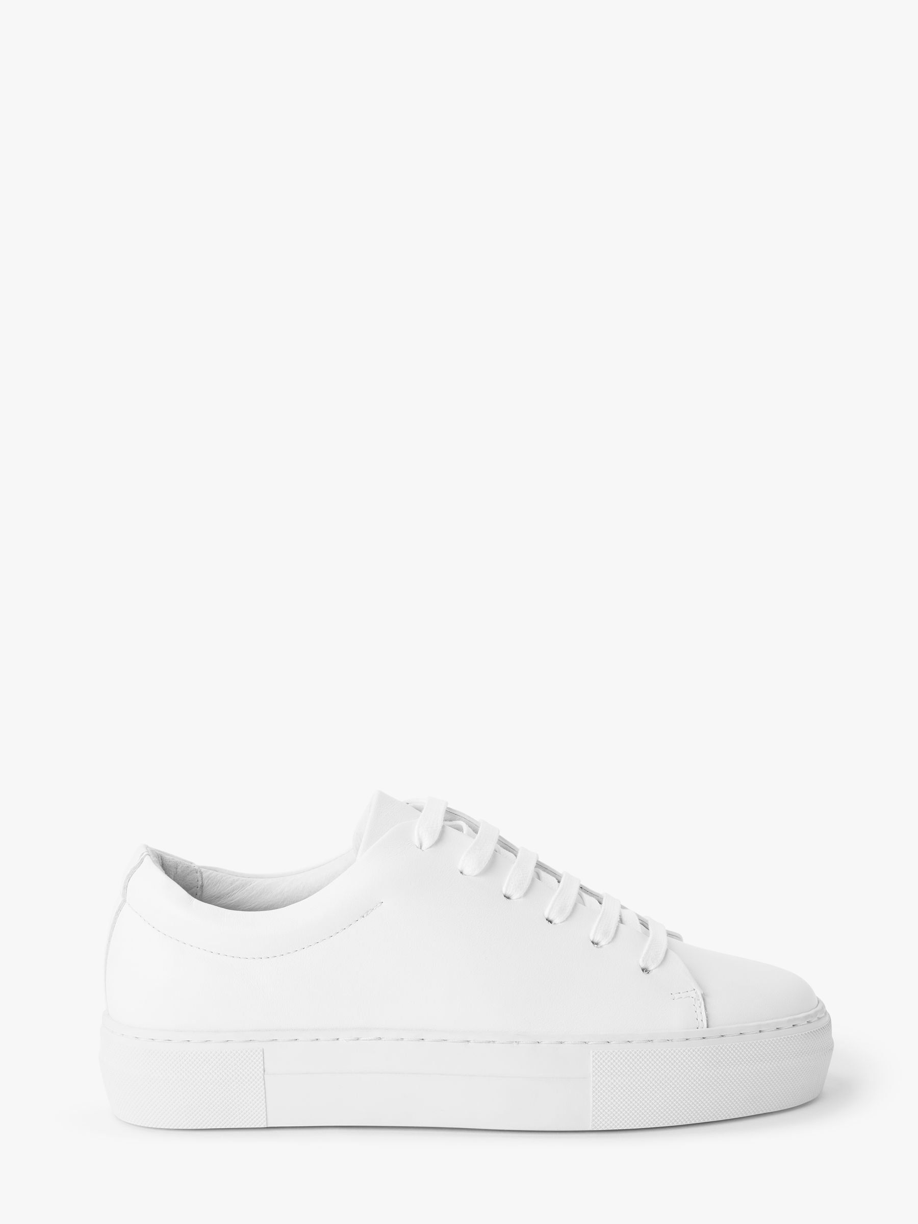 white leather lace up trainers