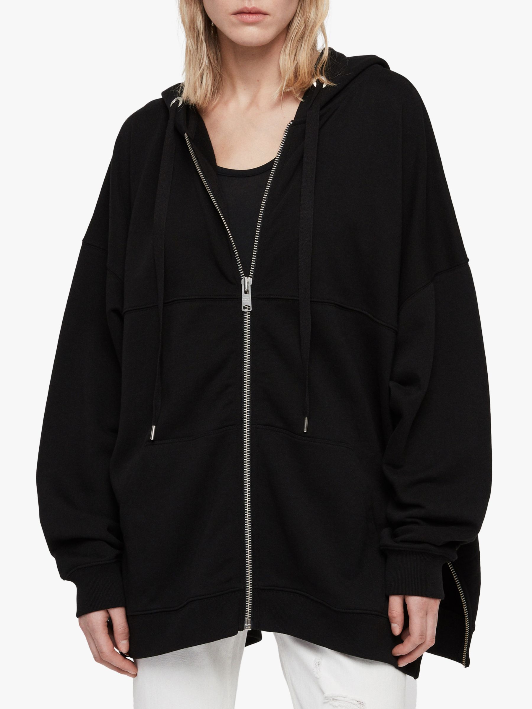 oversized black zip up hoodie